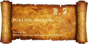 Miklics Hermiás névjegykártya